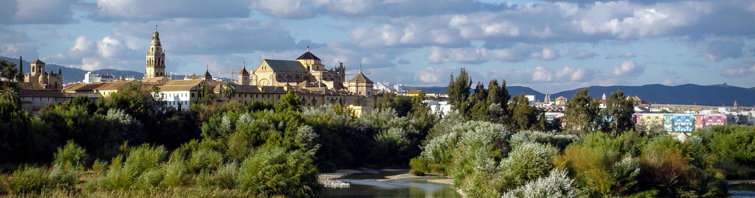 View of the cathedral and mosque over the river guadalquivir in Cordoba in Andalucia