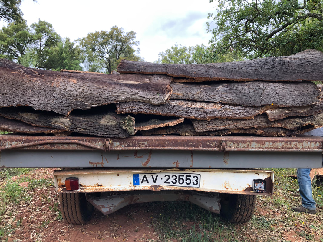 Tractor trailer loaded with cork bark in Portugal