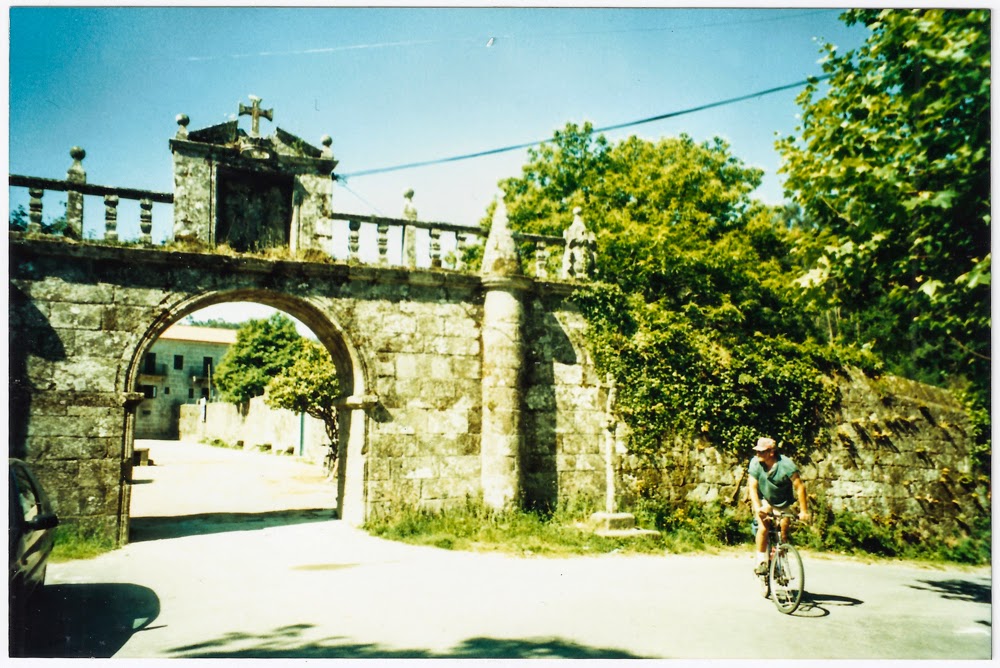 Granite stone arch in a village on the Minho bicycle tour in Portugal