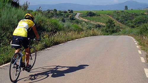 Cycling a lone road along the Camino de Santiago