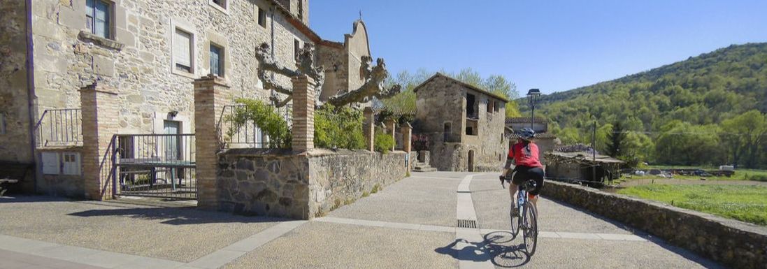 Cycling through a Catalan village in the Girona province