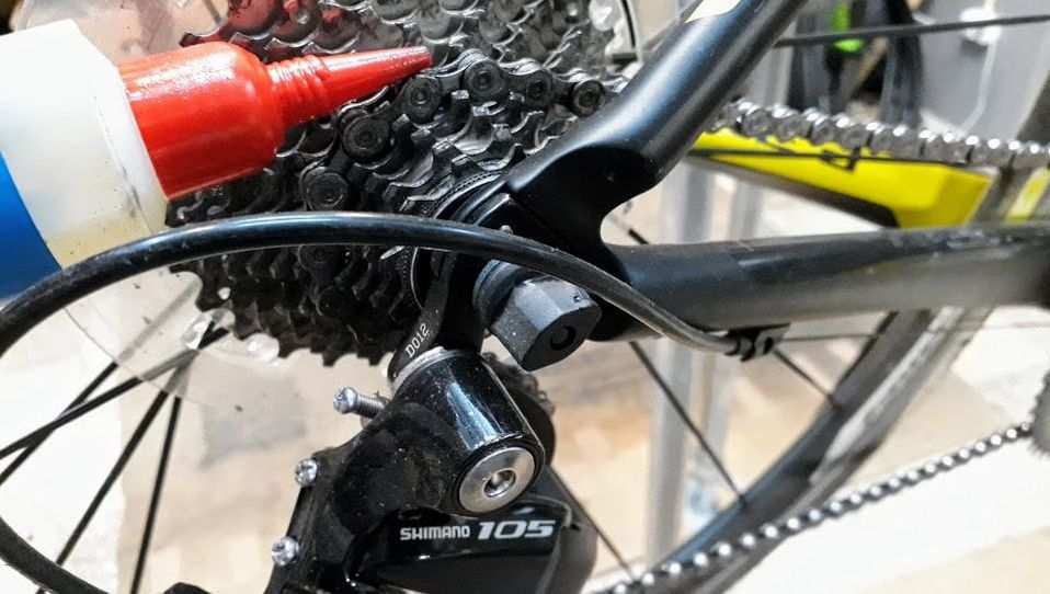 Oiling a bicycle chain with biodegradable lube