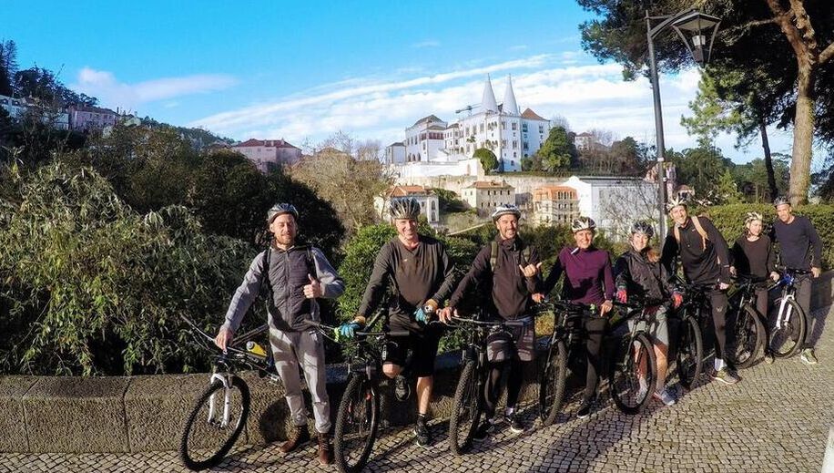 Group of cyclists in Cycling Rentals home town of Sintra in Portugal