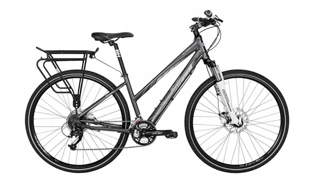 Womens suspension touring bicycle
